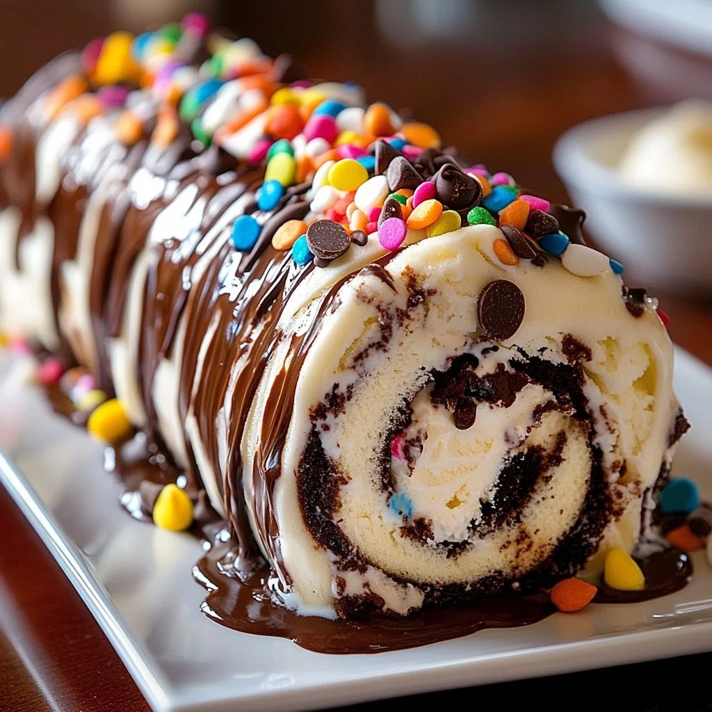 Cookie Dough Ice Cream Cake Rolls