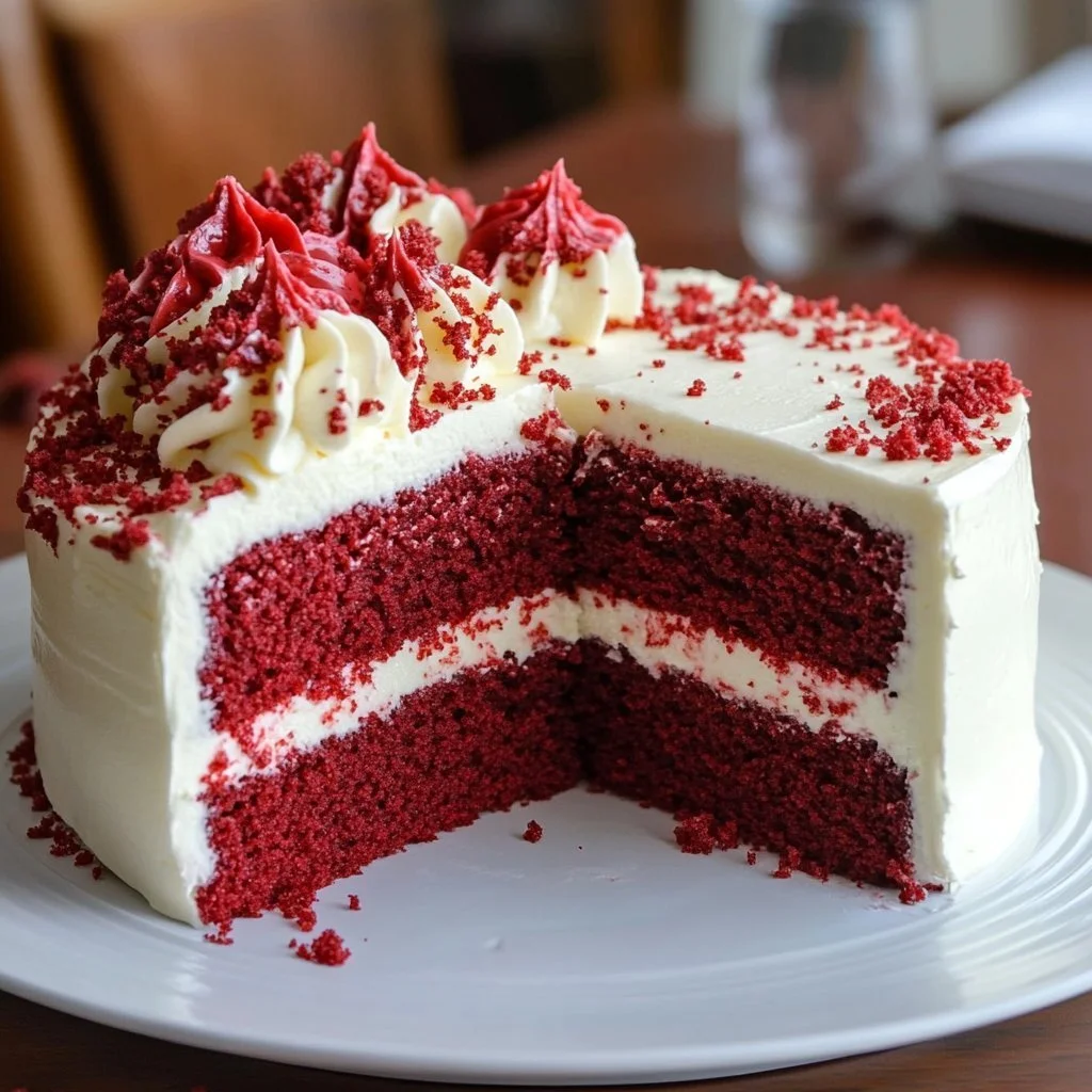 Layered Red Velvet & White Chocolate Cheesecake